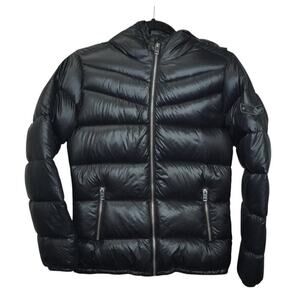 Diesel Boys Puffer Jacket Kids Size 14/16 Black Hooded Youth Winter Coat